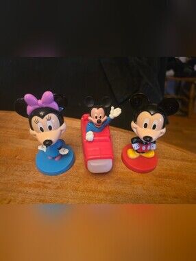 Mickey & Mini Mouse Bobblehead Toy Lot + McDonalds Toy